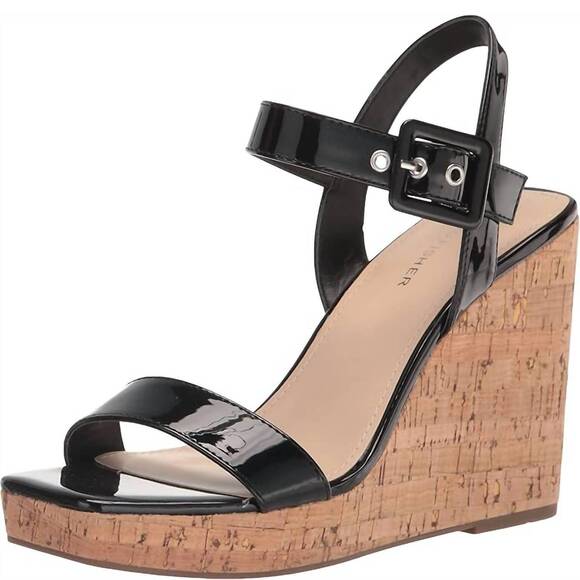 MARC FISHER Shoes - NEW MARC FISHER women's lukey wedge sandal in black/tan